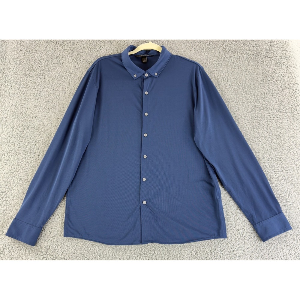 Mercer+Mettle Stretch Jersey Shirt Mens Large Blue Long Sleeve Button-Down Soft